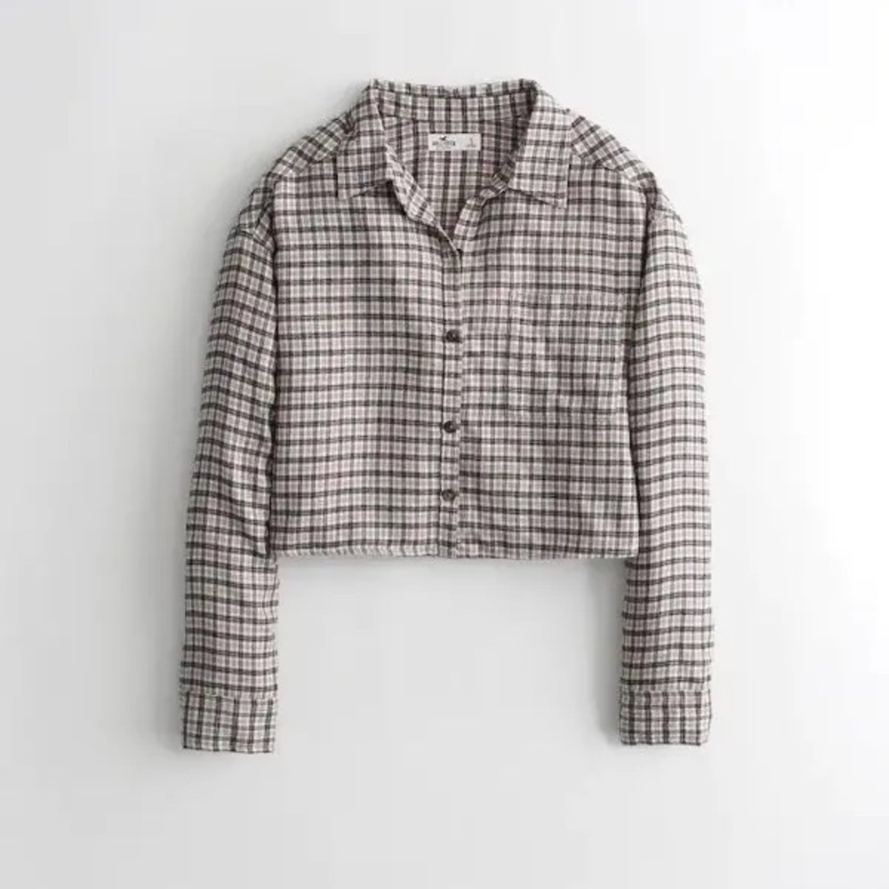 Hollister Cropped Gingham Flannel Shirt